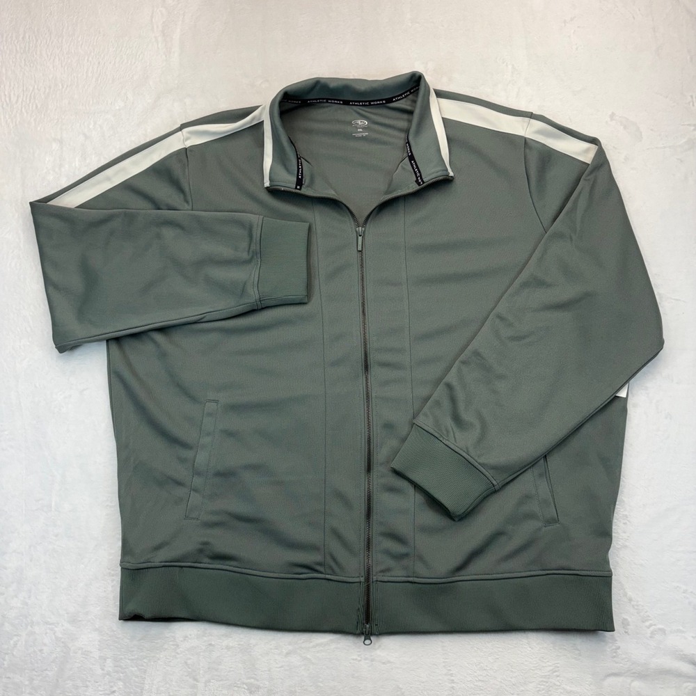 Athletic Works Mens 3XL Track Jacket Flag Stone Green Full Zip NWT